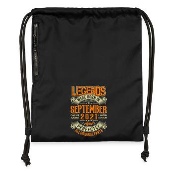 2021 September Geburtstag Legende - Turnbeutel aus Recycling-Material - Schwarz - Vorne