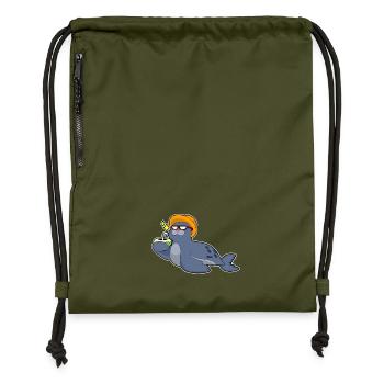 Seehund Kokosnuss - Turnbeutel aus Recycling-Material - military Green - Vorne