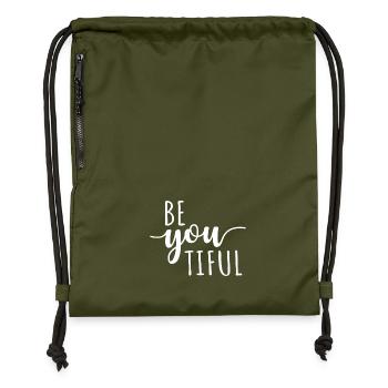 Beyoutiful Be You Tiful Achtsamkeit Yoga Beautiful - Turnbeutel aus Recycling-Material - military Green - Vorne