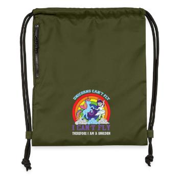 Unicorn Unicorns cant fly - Gymsac made from recycled material - military green - Front