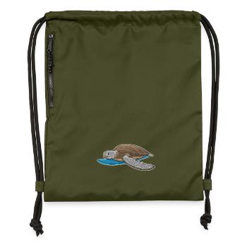 Schildkröte Surfen Surfbrett Sommer - Turnbeutel aus Recycling-Material - military Green - Vorne