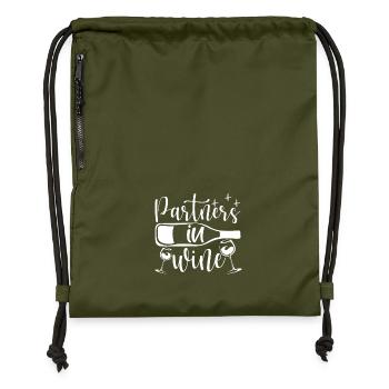 Partenaire dans le vin - Sac à cordon en polyester recyclé - military green - Devant