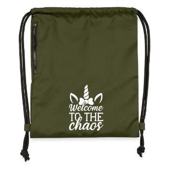 Welcome to Chaos Unicorn - Gymsac made from recycled material - military green - Front