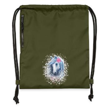 Cheval flocon de neige Noël - Sac à cordon en polyester recyclé - military green - Devant
