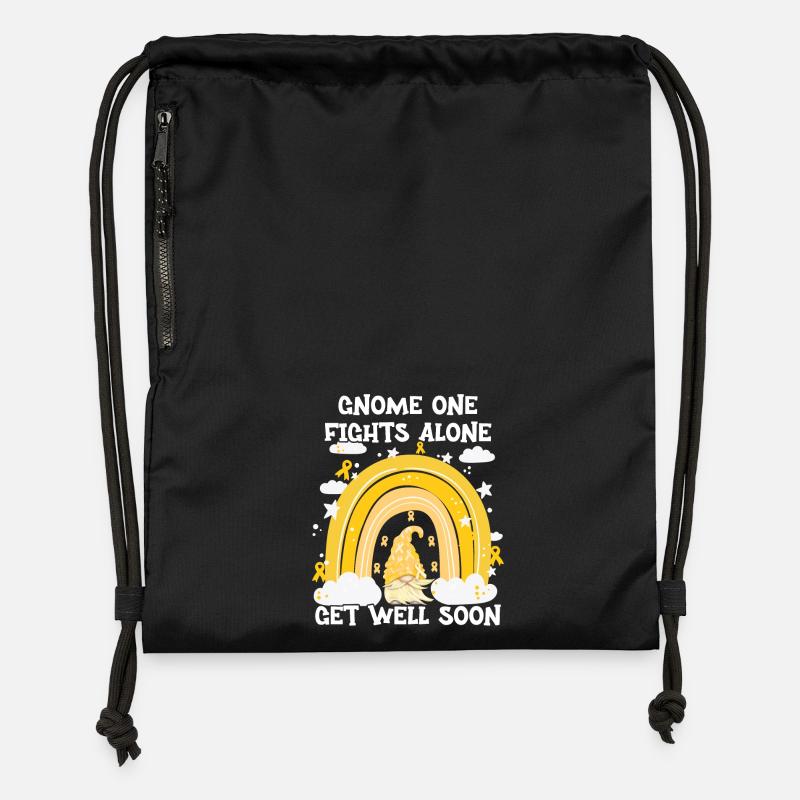 Gnome One Fights Alone Sarcoma Cancer - Gymsac made from recycled material - black