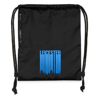 Leicester Skyline Blue Gradient - Gymsac made from recycled material - black - Front