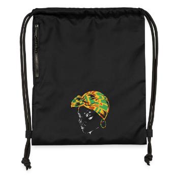 Kente Headwrap Portrait - Gymsac made from recycled material - black - Front