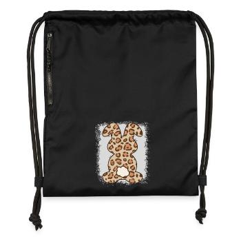 Leopard Print Bleached Easter - Gymsac made from recycled material - military green - Front