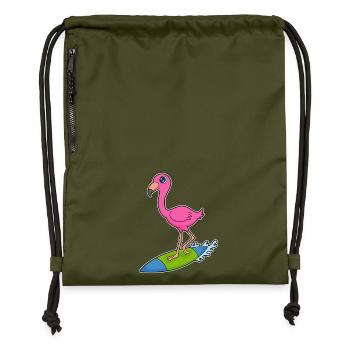 Flamingo Surfen Surfbrett Sommer - Turnbeutel aus Recycling-Material - military Green - Vorne