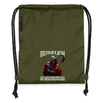 Beruflich schon immer was mit Menschen machen - Turnbeutel aus Recycling-Material - military Green - Vorne