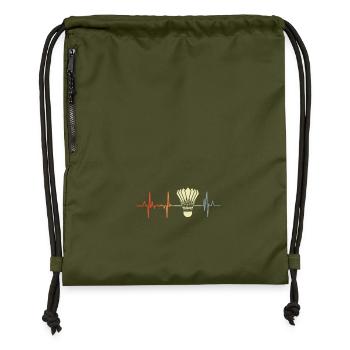 Badminton Herzschlag - Turnbeutel aus Recycling-Material - military Green - Vorne