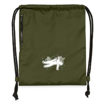 Einhorn Schwimmer - Turnbeutel aus Recycling-Material - military Green - Vorne