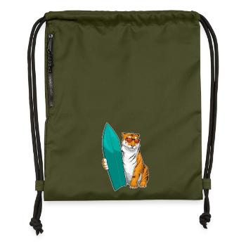 Tiger Surfen Surfbrett Sommer - Turnbeutel aus Recycling-Material - military Green - Vorne