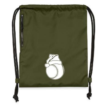 Baseball Weihnachten - Turnbeutel aus Recycling-Material - military Green - Vorne