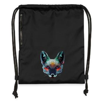 Neon Fox Head Art - Gymsac made from recycled material - black - Front