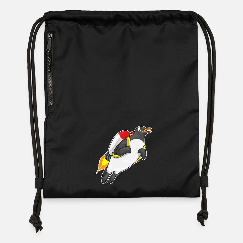 Pinguin Jetpack - Turnbeutel aus Recycling-Material - Schwarz