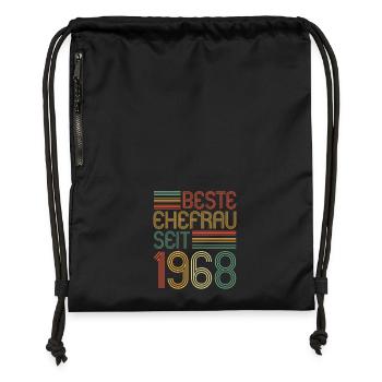 55. Hochzeitstag Beste Ehefrau seit 1968 - Turnbeutel aus Recycling-Material - Schwarz - Vorne