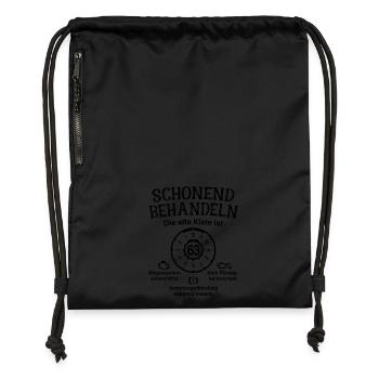 63. Geburtstag Schonend Behandeln Alte Kiste 63 - Turnbeutel aus Recycling-Material - Schwarz - Vorne