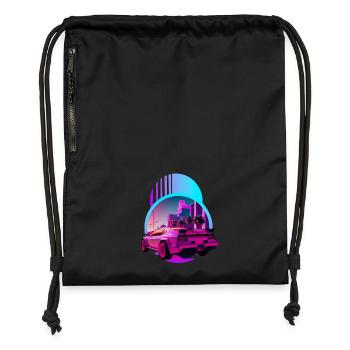 Retro Wave Supercar Vaporwave - Turnbeutel aus Recycling-Material - Schwarz - Vorne