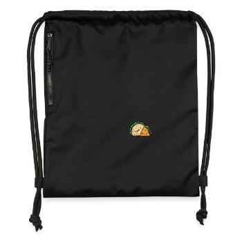 Döner Taco Beste Freunde Pocket design - Turnbeutel aus Recycling-Material - Schwarz - Vorne