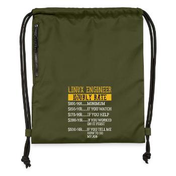 Ingénieur Linux Taux horaire Mécanique Taux de main-d’œuvre - Sac à cordon en polyester recyclé - military green - Devant