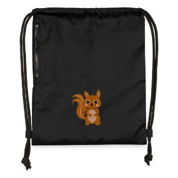 Süßes Kawaii Eichhörnchen - Turnbeutel aus Recycling-Material - Schwarz - Vorne