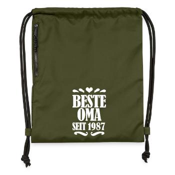 Beste Oma seit 1987 - Oma Geschenk - Turnbeutel aus Recycling-Material - military Green - Vorne