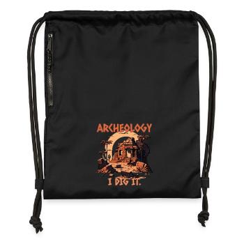 I like archeology - Gymsac made from recycled material - black - Front