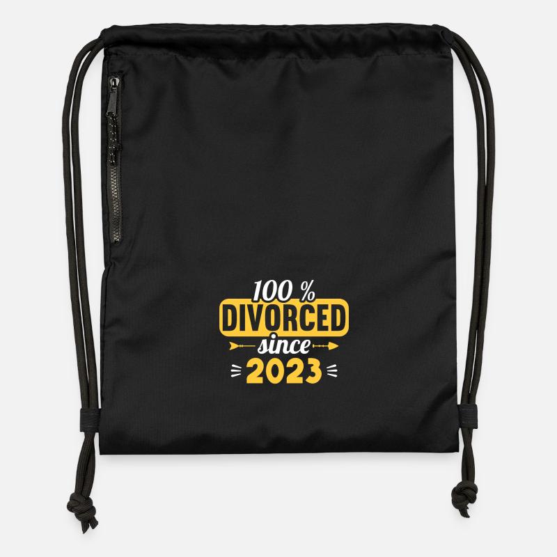 100% divorcé depuis 2023 divorce - Sac à cordon en polyester recyclé - noir