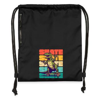 Skateboarding Cool Skateboarder T Rex Dinosaurier - Turnbeutel aus Recycling-Material - Schwarz - Vorne