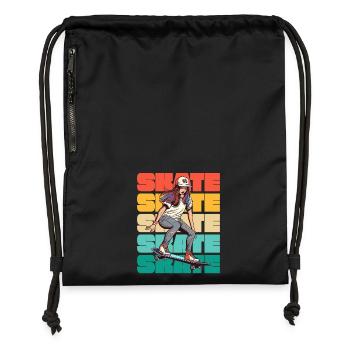 Skateboarding Cool Skater Girl Bunt - Turnbeutel aus Recycling-Material - Schwarz - Vorne