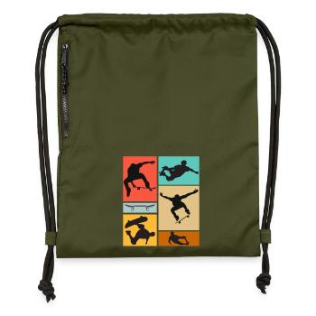 Skateboarding Coole Skateboarder Collage Bunt - Turnbeutel aus Recycling-Material - military Green - Vorne