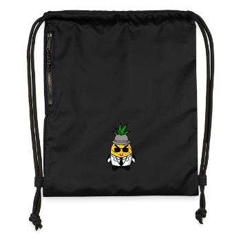 Ananas Gangster Mafia Kawaii Design - Turnbeutel aus Recycling-Material - Schwarz - Vorne