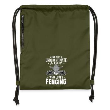 Unterschätz nie einen Fechter Jungen - Turnbeutel aus Recycling-Material - military Green - Vorne