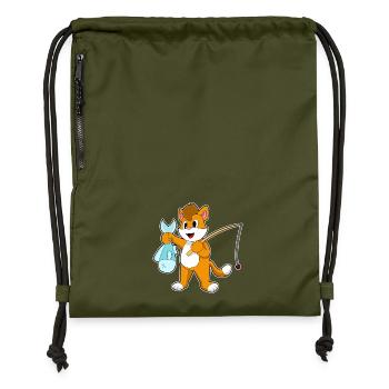 Pêche au chat pêcheur - Sac à cordon en polyester recyclé - military green - Devant