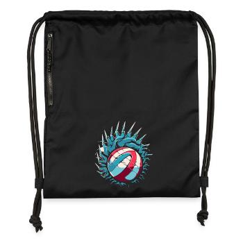 Logo de volley-ball - Sac à cordon en polyester recyclé - noir - Devant