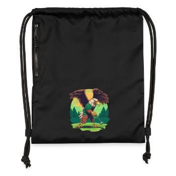 Golf-playing eagle - Gymsac made from recycled material - black - Front