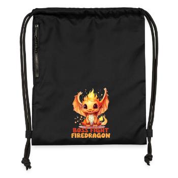 Endgegner Feuerdrache Rollenspiel Fantasymotiv - Turnbeutel aus Recycling-Material - Schwarz - Vorne