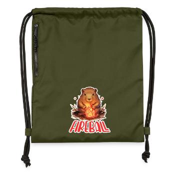 Capybara Magier – Feuerball RPG Design - Turnbeutel aus Recycling-Material - military Green - Vorne