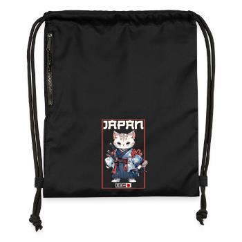 Asien Katze Japanischer Samurais Samurai - Turnbeutel aus Recycling-Material - Schwarz - Vorne