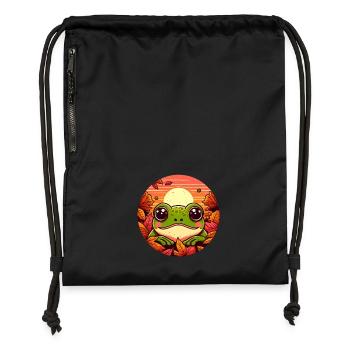 Sloth Foliage Round Sunset - Gymsac made from recycled material - black - Front