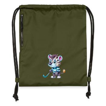 Zebra-Eishockeyspieler - Lustige Illustration - Turnbeutel aus Recycling-Material - military Green - Vorne