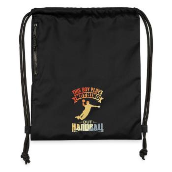 Junge spielt nichts außer Handball - Turnbeutel aus Recycling-Material - Schwarz - Vorne