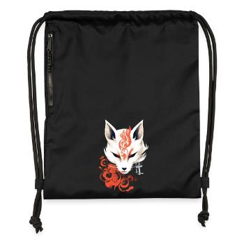 Masque De Renard Kumiho Samouraï Kitsune Japon Anime - Sac à cordon en polyester recyclé - noir - Devant