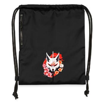 Kitsune Masque De Renard Kumiho Samouraï Japon Anime - Sac à cordon en polyester recyclé - noir - Devant