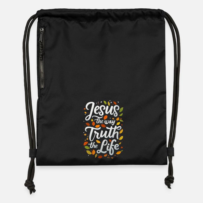Vérité de la Voie de Jésus - Sac à cordon en polyester recyclé - noir