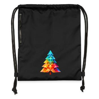 Versatile Magic: Colorful Polygon Christmas Tree - Gymsac made from recycled material - black - Front