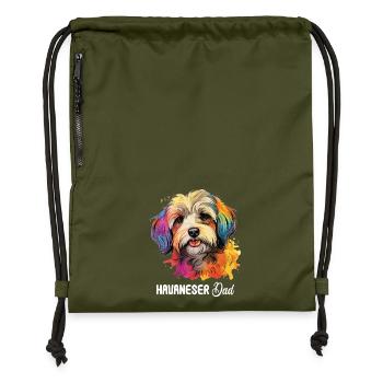 Chien Bichon Havanais - Sac à cordon en polyester recyclé - military green - Devant