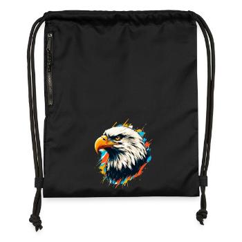Pygargue à tête blanche - Sac à cordon en polyester recyclé - noir - Devant