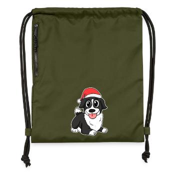 Longhair Collie Dog Animal Christmas - Gymsac made from recycled material - military green - Front